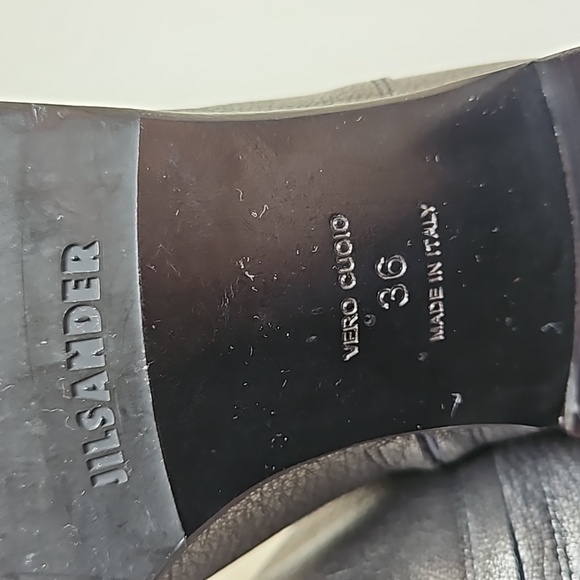 JIL SANDER: silver leather riding boots - Picture 8 of 9